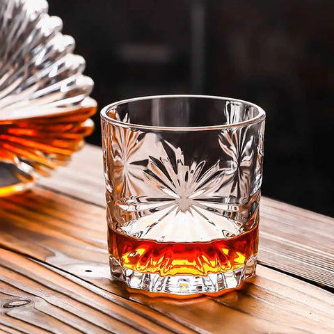 Starburst Engraved Whiskey Glass Set