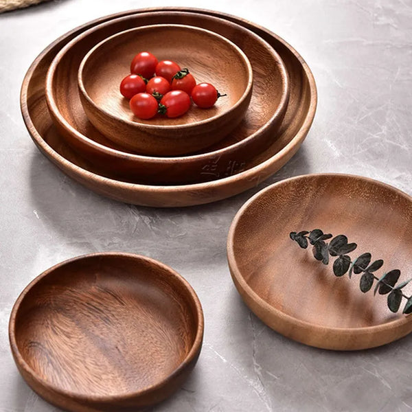 Wooden Pallet Creativity Round Western Dishes Multifunctional Storage Plate Tea Tray Household Kitchen Supplie