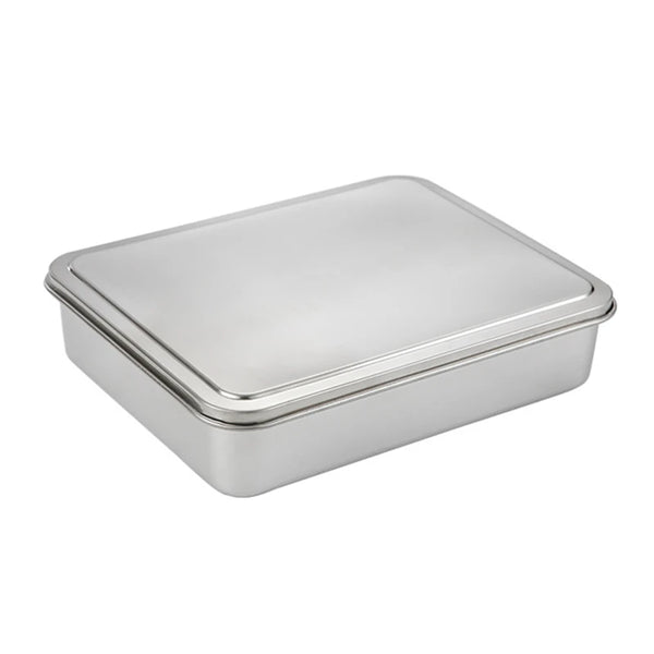 Thicken Stainless Steel Serving Tray with Lid Rectangle Metal Food Storage Plates Dish Cake Buffet Organizer Kitchen Container